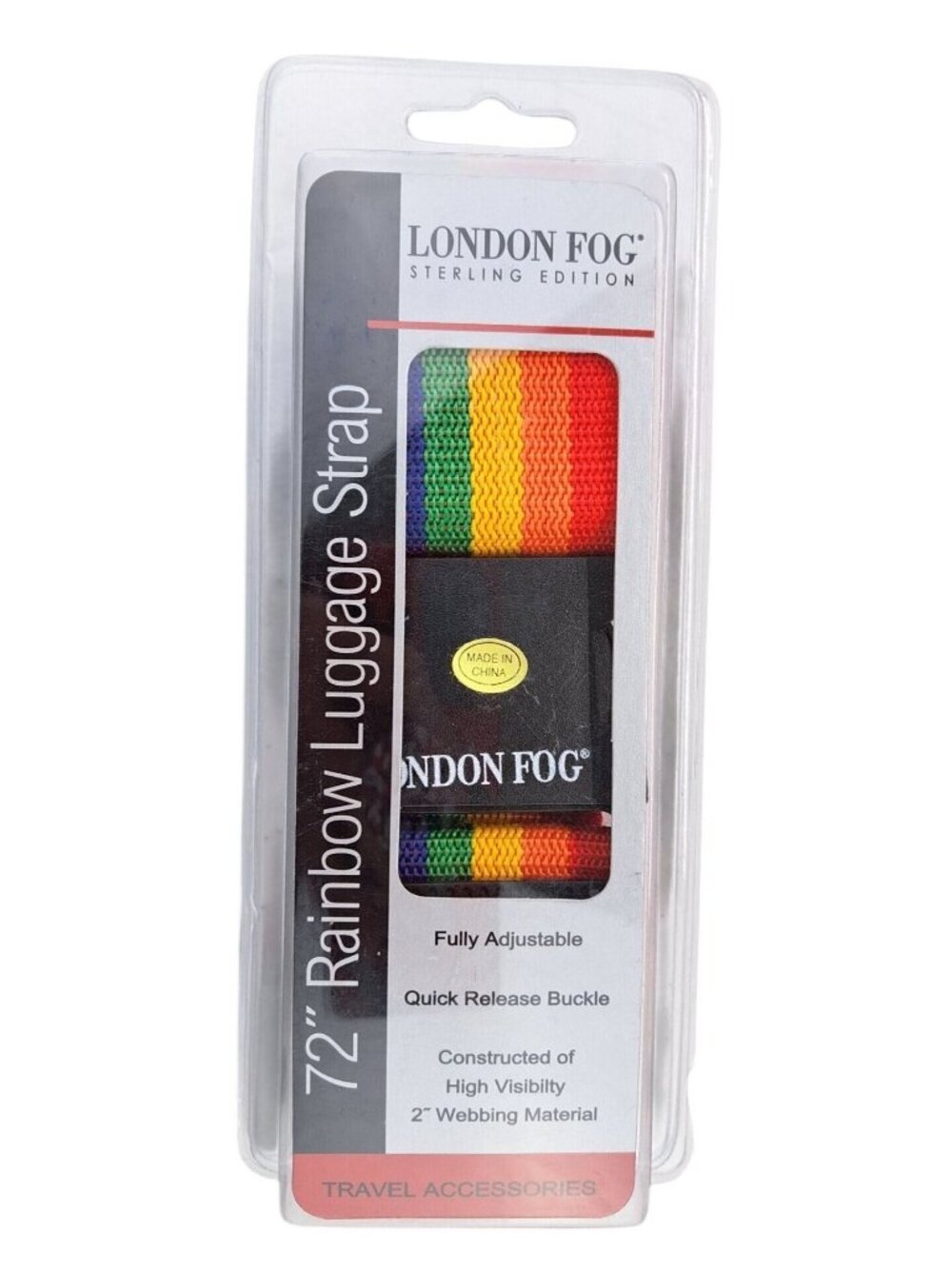 London Fog 72" Rainbow Luggage Strap Quick Release Buckle Adjustable Pride New